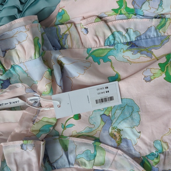 Pink Floral Top and Pleated Bubble Aqua Pant Set Janie And Jack Size 7 NWT - Picture 4 of 10